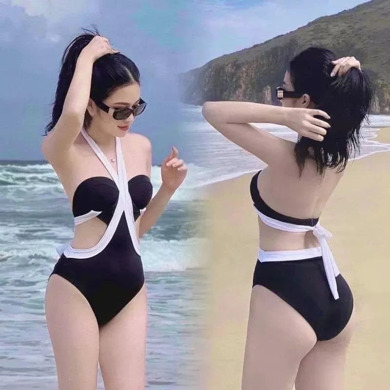 Bikini 1 Mảnh Viền Trắng – Thời Trang Biển M107