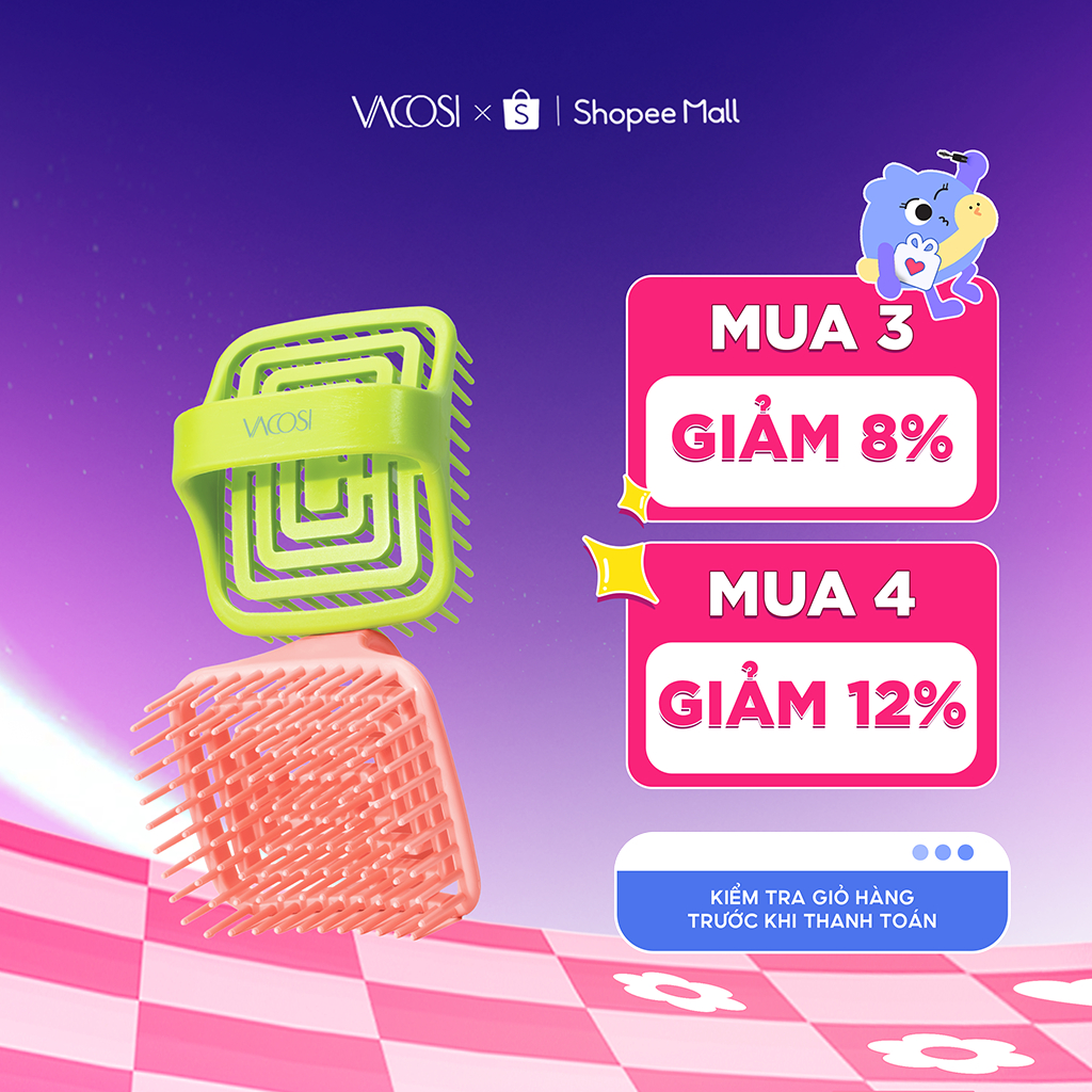 Lược gội & massage da đầu đàn hồi VACOSI DETANGLING SHAMPOO BRUSH - C22