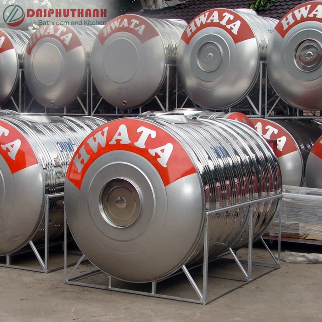Bồn Chứa Nước, Téc Nước Inox 304 HWATA Đứng, Nằm 300L, 500L, 700L Chính Hãng