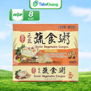 Cháo rau củ thảo dược Genki - Váng cháo gạo lứt ăn liền - Hộp 8 gói