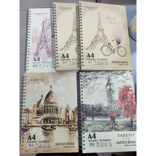 Sổ vẽ lò xo takeyo a4 giấy màu ngà sketch book tmg- 8524
