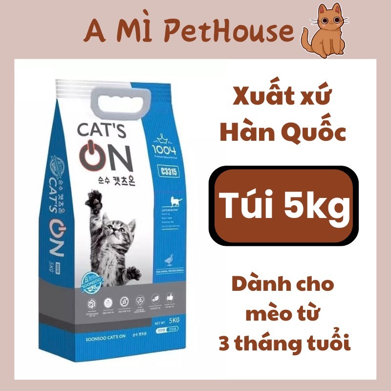 Túi 5kg thức ăn cho mèo Cat’s On | Hạt khô Cat On (Hàn Quốc)