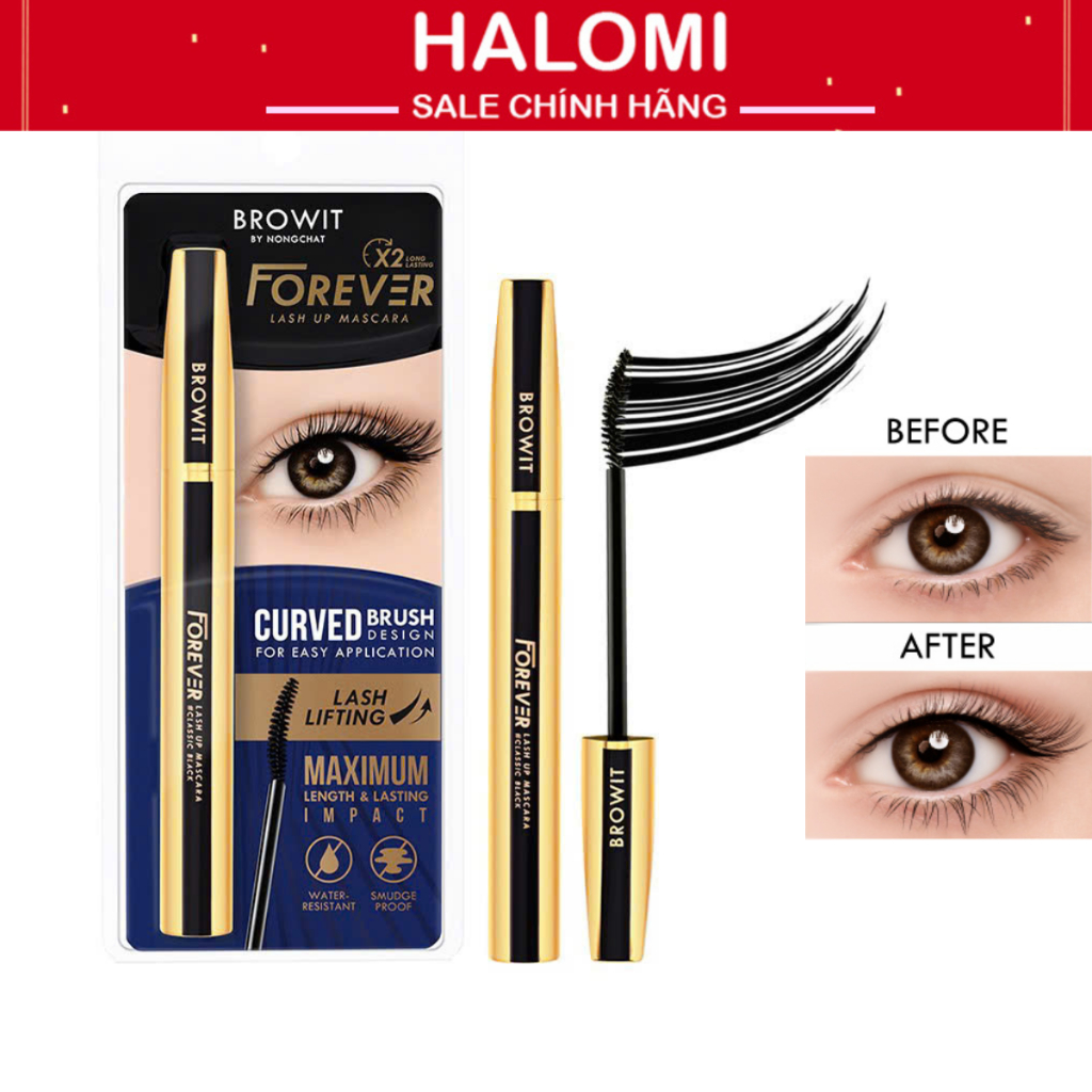 Mascara Browit By Nongchat Forever Lash Up 5.5g làm dài và cong mi tự nhiên chuyên dùng cho makeup