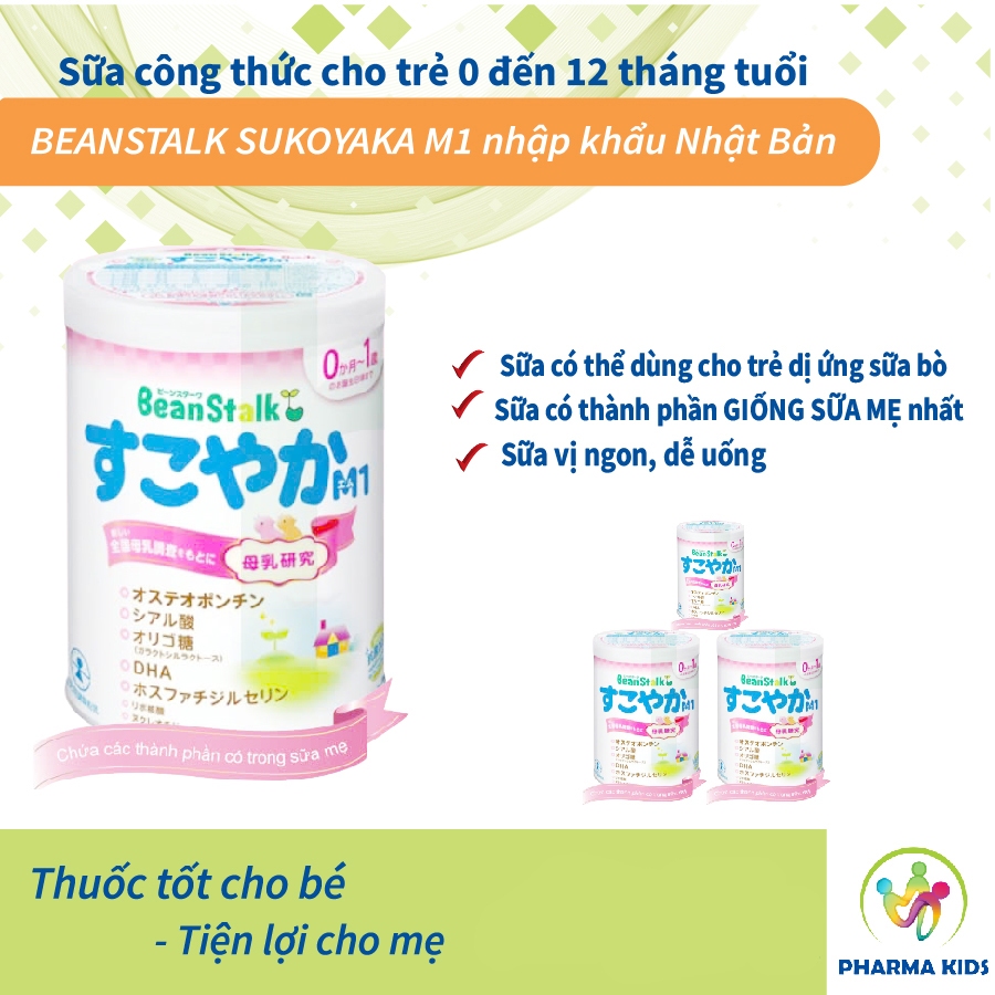 Sữa Beanstalk Sukoyaka M1 cho trẻ 0 - 1 tuổi lon 800g