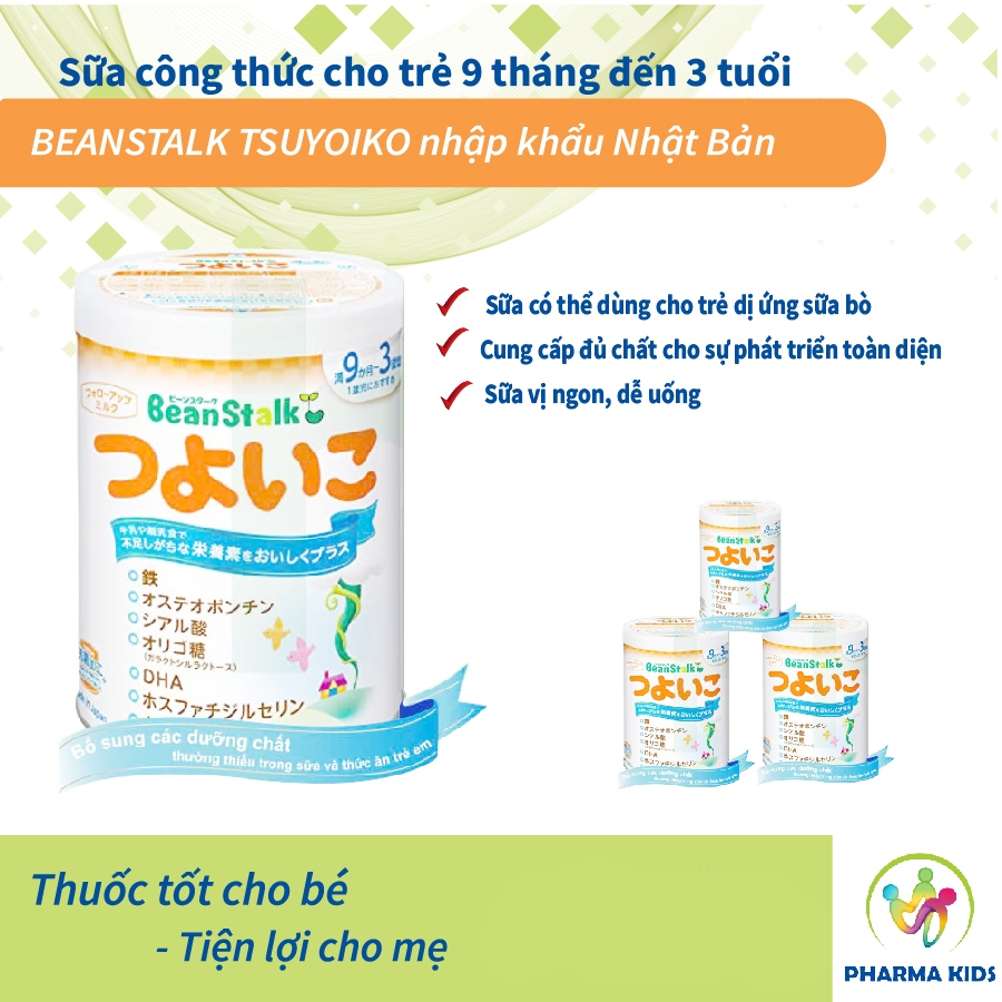 Sữa Beanstalk Tsuyoiko cho trẻ 9 tháng đến 3 tuổi lon 800g