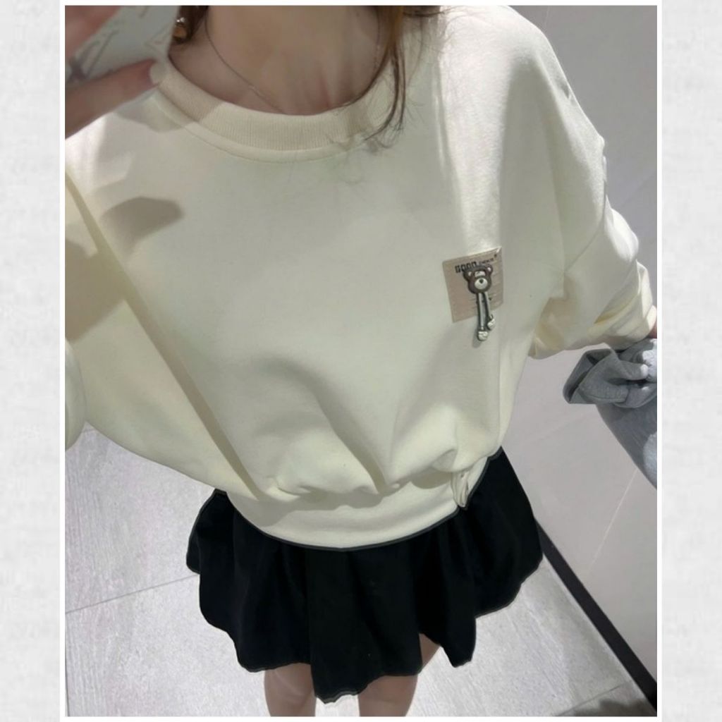 Áo kiểu nữ Timo, áo nỉ, áo sweater nữ dáng croptop tay dài phong cách Hàn Quốc AOT180 | BigBuy360 - bigbuy360.vn