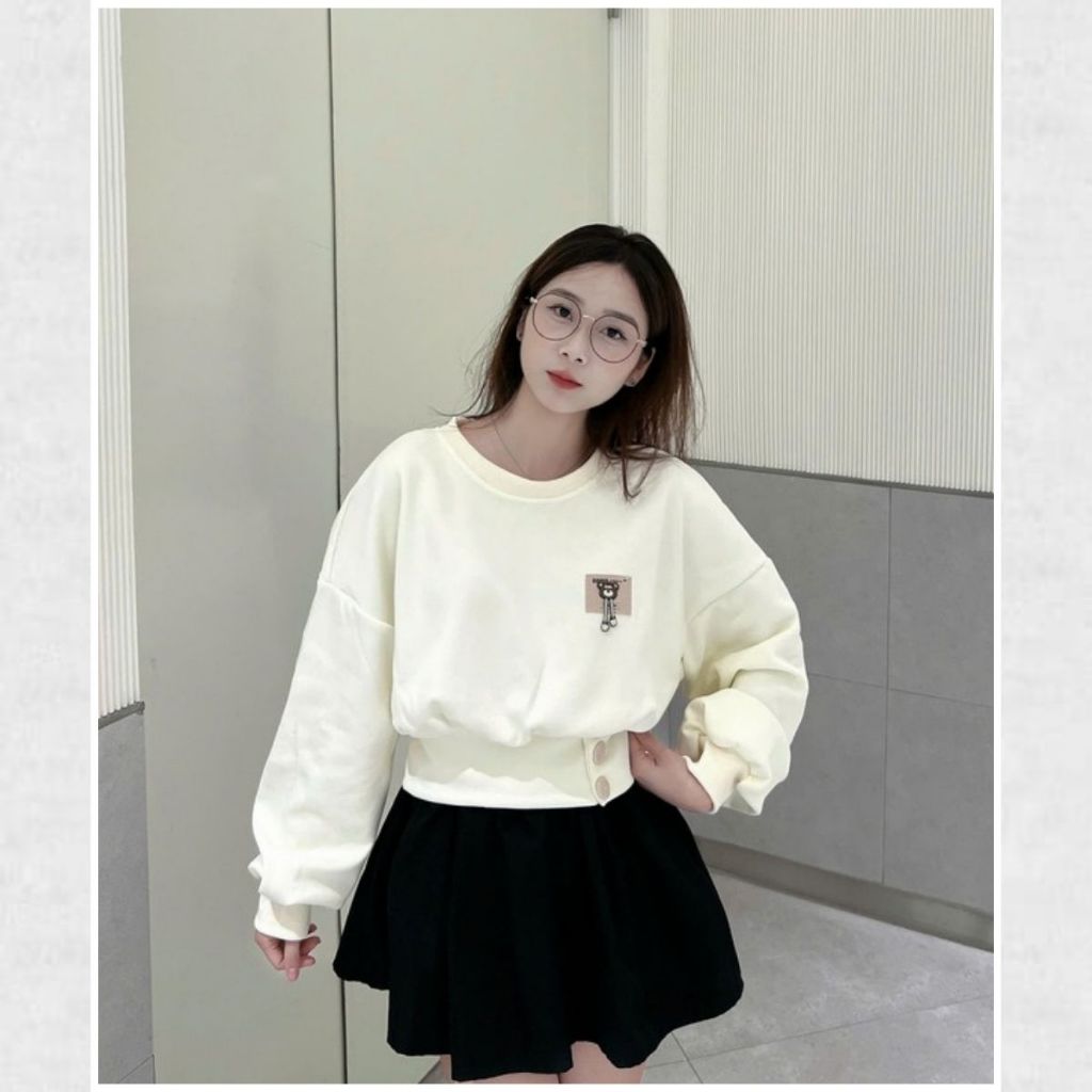 Áo kiểu nữ Timo, áo nỉ, áo sweater nữ dáng croptop tay dài phong cách Hàn Quốc AOT180 | BigBuy360 - bigbuy360.vn