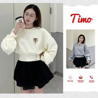  Áo kiểu nữ Timo áo nỉ áo sweater nữ dáng croptop tay dài phong cách Hàn Quốc AOT180 