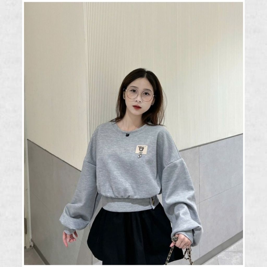 Áo kiểu nữ Timo, áo nỉ, áo sweater nữ dáng croptop tay dài phong cách Hàn Quốc AOT180 | BigBuy360 - bigbuy360.vn