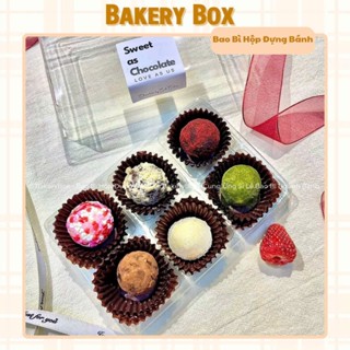 100 Hộp 6 Ngăn Đựng Bánh Mochi, Socola, Bánh Mix Vị