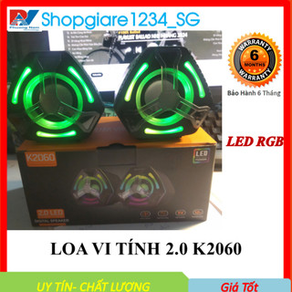Loa Vi tính 2.0 K2060 chuyển màu siêu đẹp- LED RGB- Full Box- Loa ấm, vang tốt