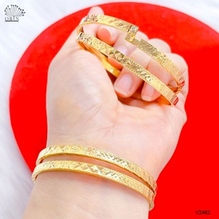 Vòng tay dạng bản 4 ly khắc khía vuông cao cấp Orin V2462