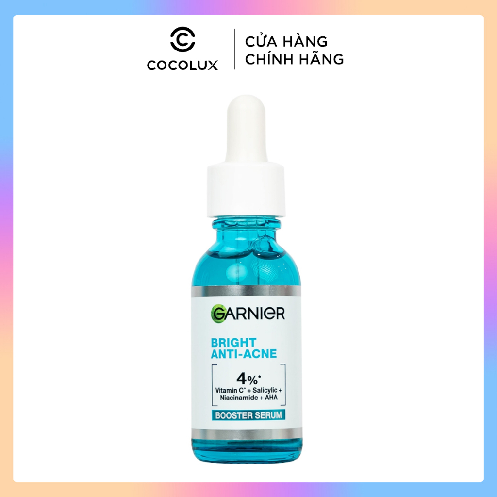 Tinh Chất Garnier Bright Complete Anti-Acne Booster Serum Giảm Mụn Mờ Thâm Cho Da Dầu, Mụn 30ml
