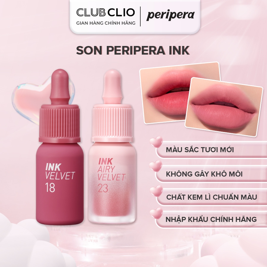  Son Kem Peripera Ink Velvet Airy Velvet 4g Kết Cấu Mềm Mịn Lâu Trôi Chống Nước Son Hàn Quốc PESINK 