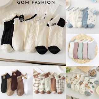 Set 5 đôi tất nữ cổ ngắn họa tiết dễ thương GOMTAT, vớ chân nữ cute siêu xinh, mẫu mới hottrend