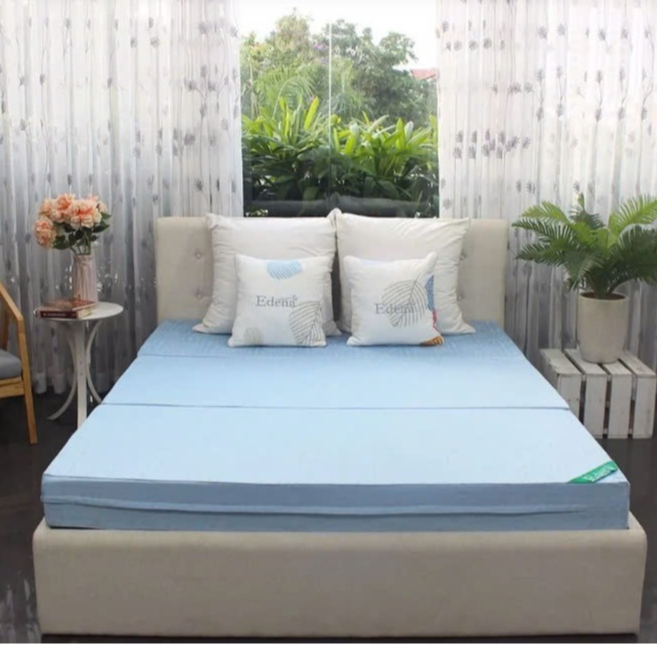 Nệm Bông Ép Gấp 3 Cao Cấp Edena, Nệm Cứng Nâng Đỡ Hỗ Trợ Cột Sống Sợi Bông Nhập Khẩu, Bảo Hành 5 Năm