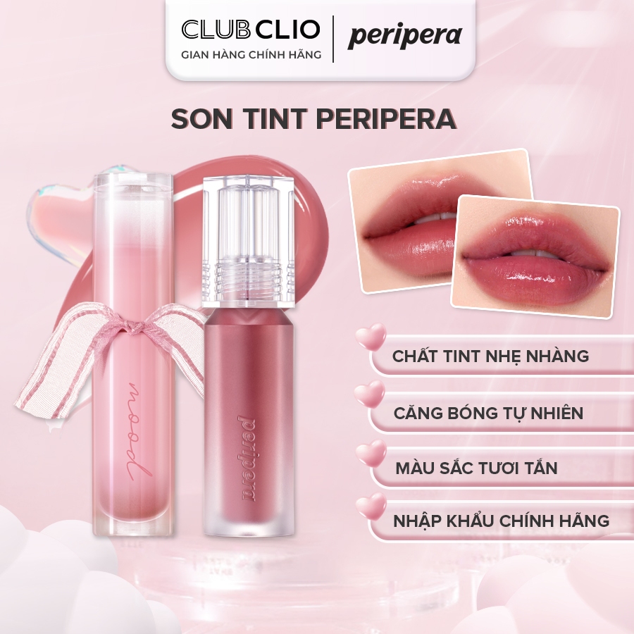 Son Tint Bóng Peripera Water Bare Tint, Ink Mood Glowy Lì Mịn Trên Môi Màu Sắc Đa Dạng Hàn Quốc PESTINT