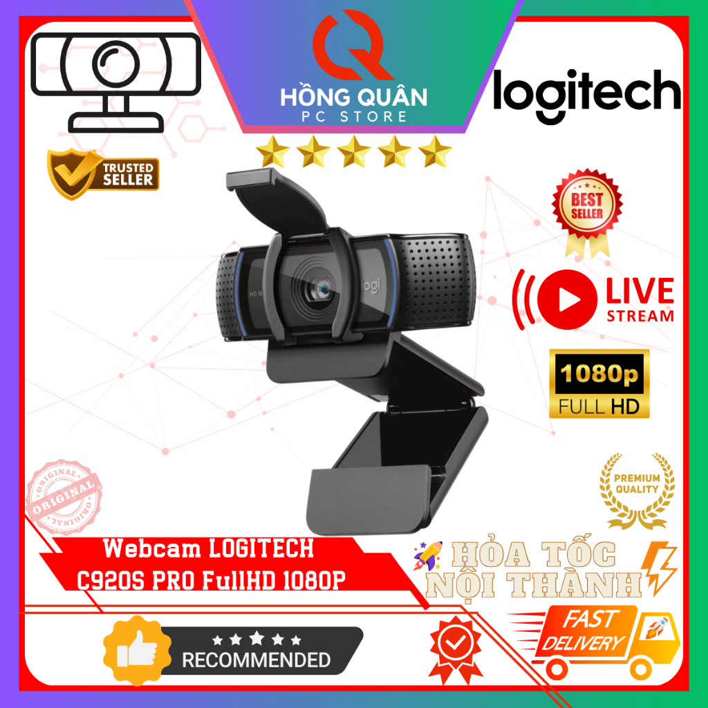 Webcam Logitech C920s PRO Full HD Webcam 1080P mới New - Hàng Chính Hãng