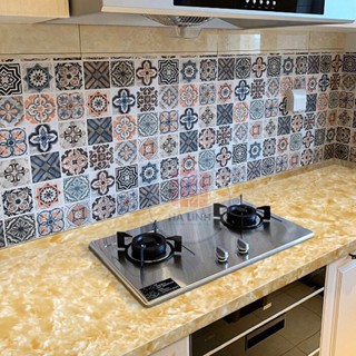 Giấy dán bếp gạch bông, decal dán tường bếp chống thấm nước, chịu nhiệt khổ 1.2mx0.5m