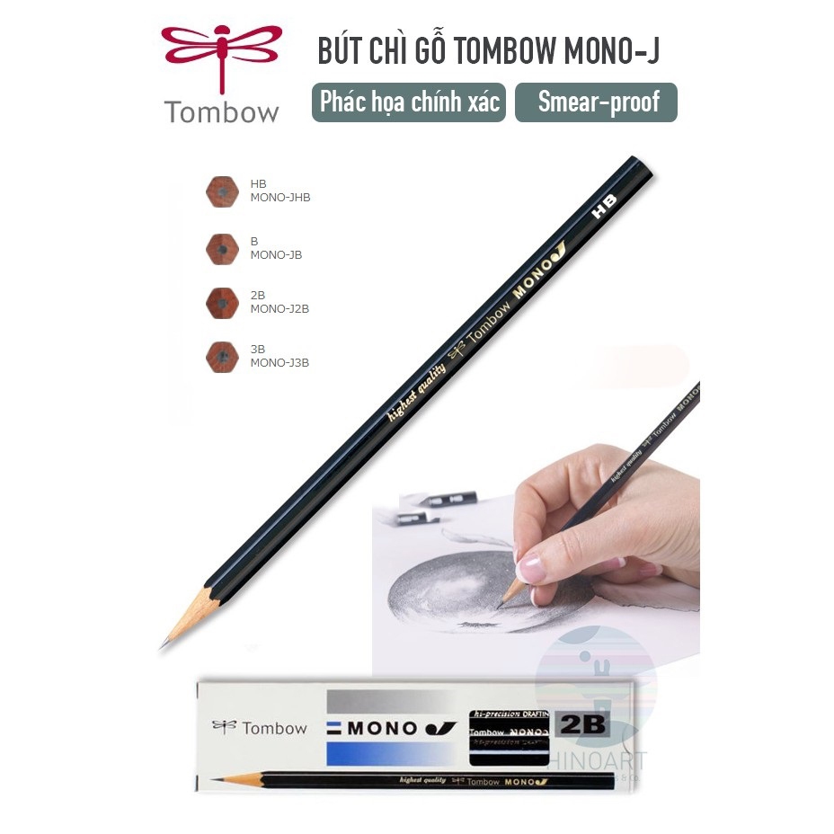Bút Chì Tombow MONO-J (Cây Lẻ HB/B/2B/3B)