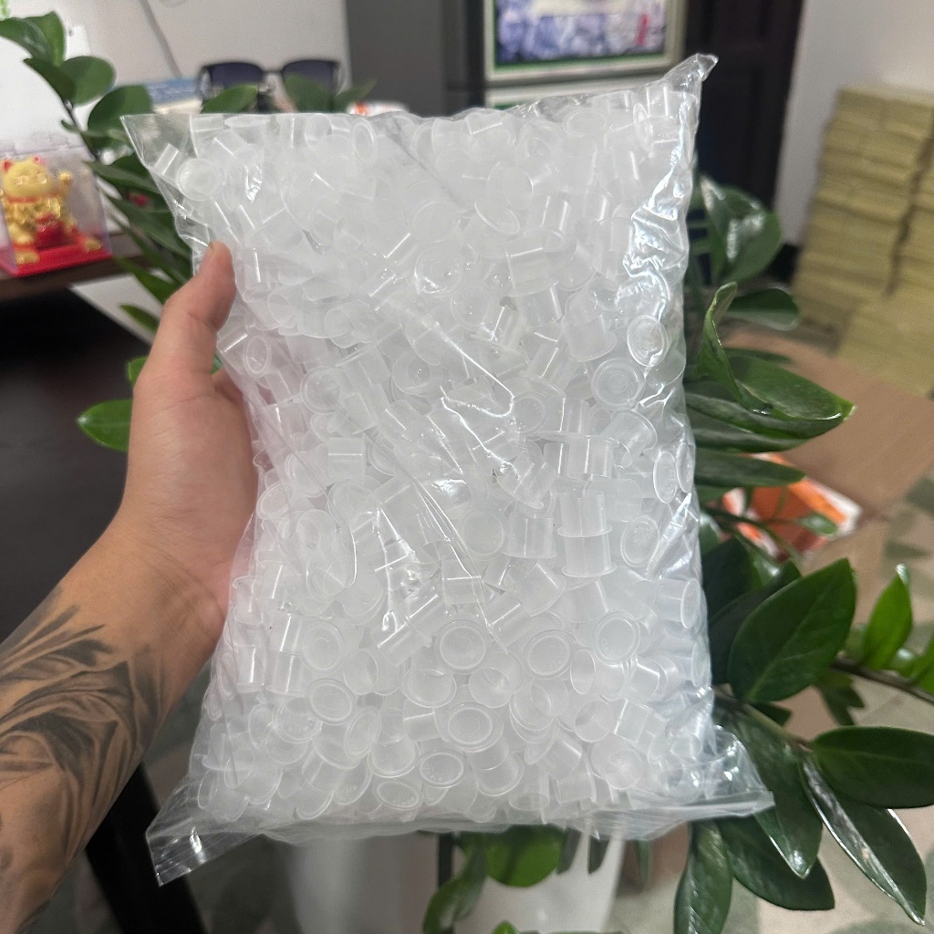 Bịch 1000pcs hũ đựng mực đủ các size - chum mực sử dụng trong tattoo thẩm mỹ