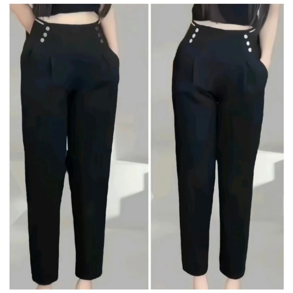 Quần UMI Hàn 6 Cúc Bigsize Kiểu Dáng Baggy Co Giãn 4 Chiều - Umi bản cạp chun cao 10cm Baggy nữ