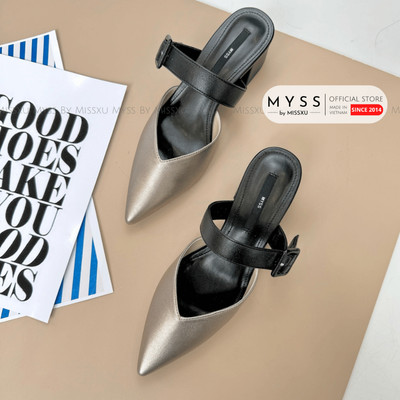 Giày guốc sục nữ MYSS mũi nhọn phối khóa bọc 5 cm thời trang  - SU112
