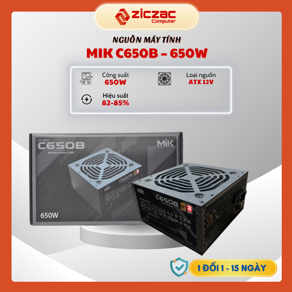 Nguồn máy tính MIK C650B - 650W | XMT X650 HIỆU SUẤT 85% - Chính hãng bảo hành 36 tháng