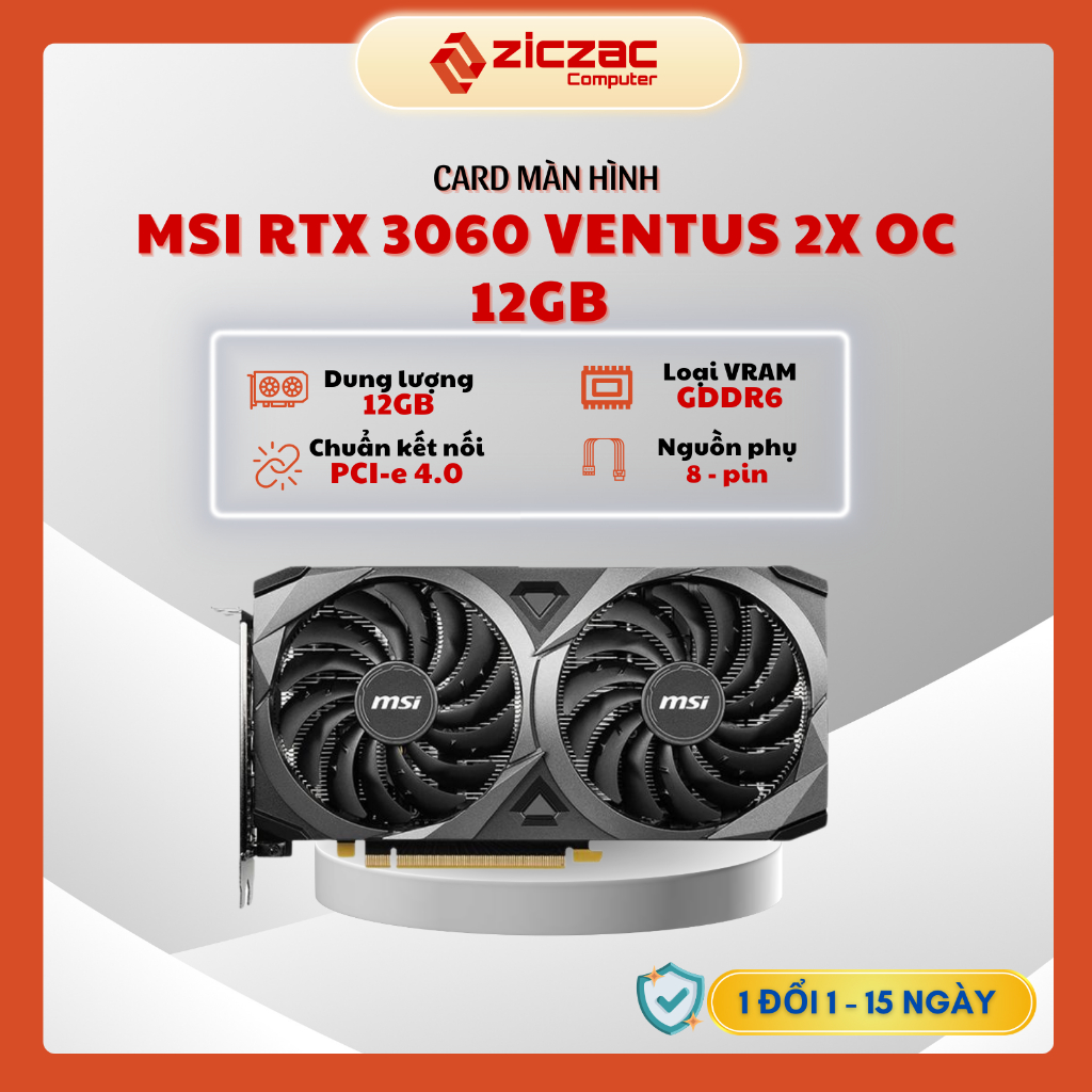 VGA Card màn hình MSI RTX 3060 VENTUS 2X OC 12 GB GDDR6  - BH 36th chính hãng