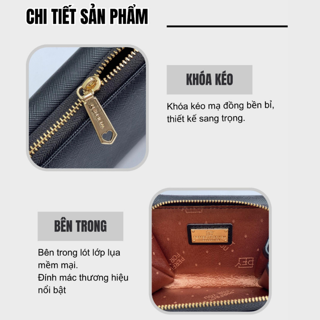 Ví Nữ Mini Cầm Tay PERFECT FOR YOU Dáng Ngắn Nhiều Ngăn Da Xước Cao Cấp Cực Đẹp PFY04 - Tukado | BigBuy360 - bigbuy360.vn