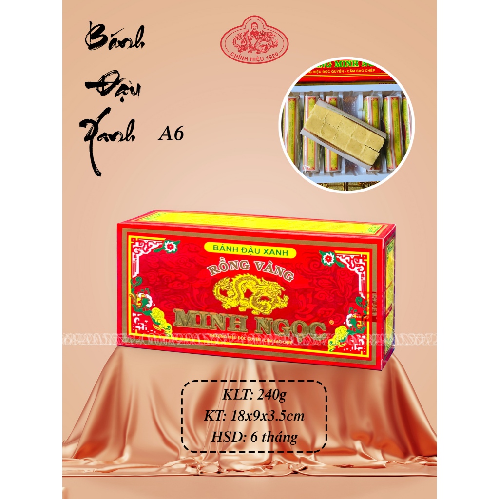 Bánh Đậu Xanh Rồng Vàng Minh Ngọc A6 240g - Đặc Sản Hải Dương