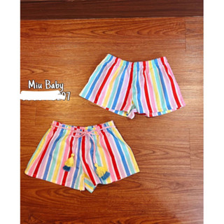 (4-12y) Quần short thô sọc cầu vồng xuất dư xịn bé gái