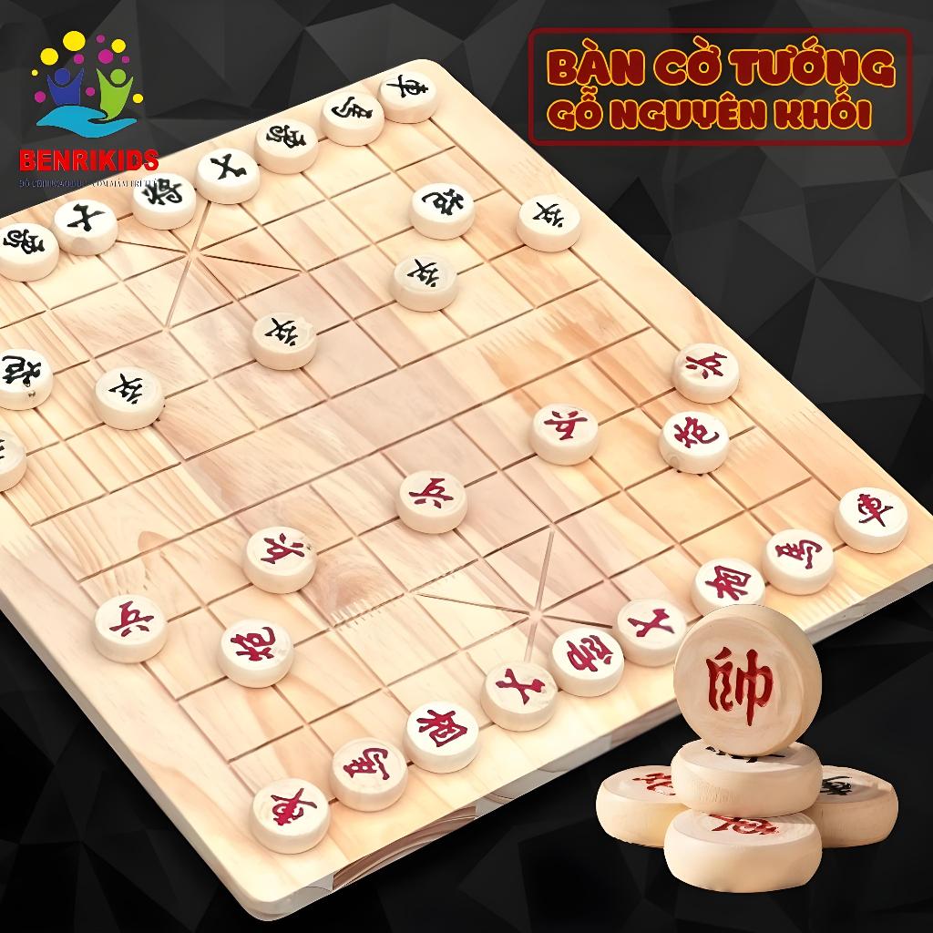 Bộ Cờ Tướng Bằng Gỗ Cao Cấp, Đồ Chơi Board Game Chiến Thuật Bàn Cờ Tướng Cỡ Lớn Quân Cờ Gỗ Sồi, Quân