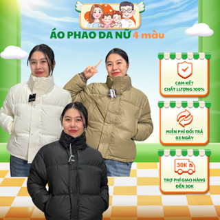 Áo phao da nữ Quảng Châu loại 1 Vải da Thiết kế bo tay Áo phao croptop nữ 2024