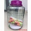 GDHT Bình Ngâm Rưou Thủy Tinh Nắp Tím/Đỏ Quai Xách Nhiều Size
