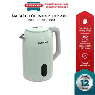 [chính hãng] ẤM SIÊU TỐC INOX 2 LỚP 2.8L SUNHOUSE SHD1364 - bảo hành 12 tháng