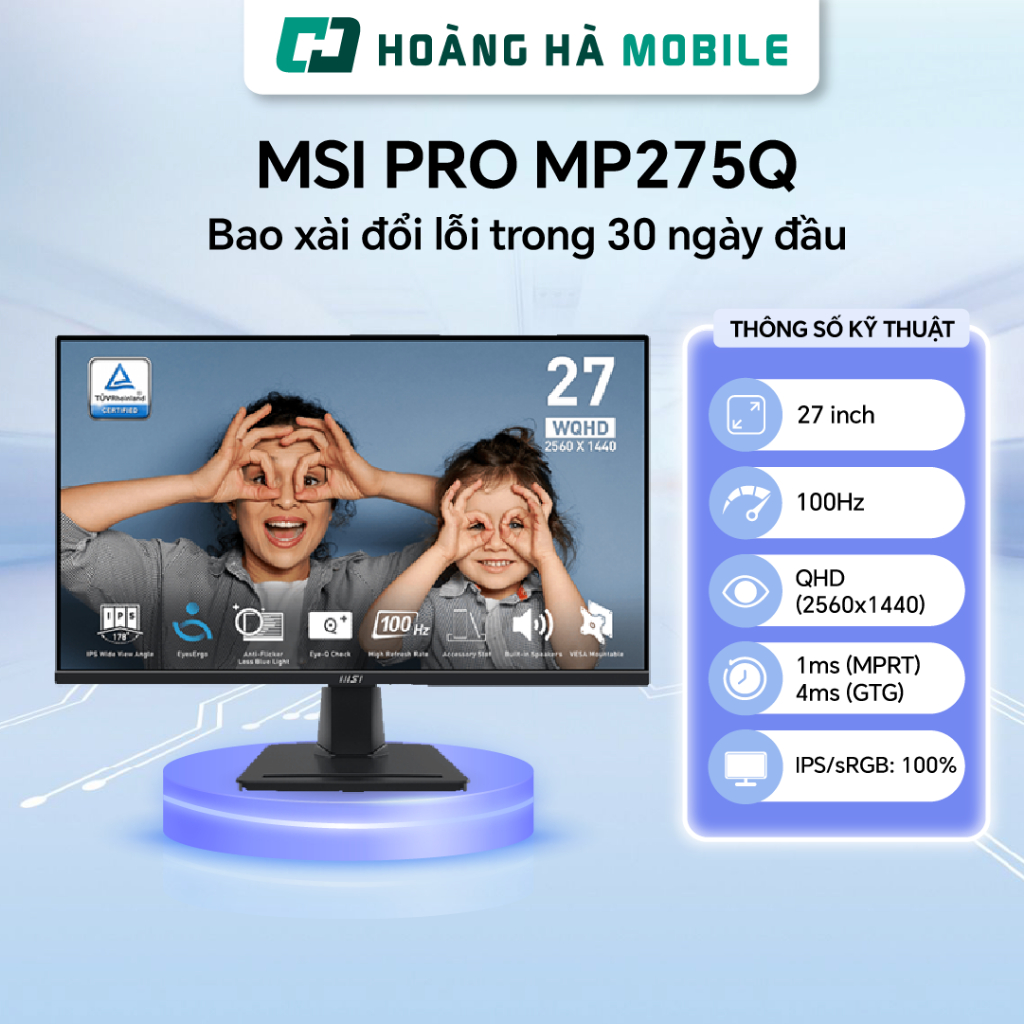 Màn hình MSI PRO MP275Q (27 inch/QHD/IPS/100Hz/1ms/Loa) - Chính hãng | BigBuy360 - bigbuy360.vn
