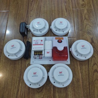  Bộ báo cháy tự động kết nối không dây lắp đặt sẵn cắm điện 220V không cần đấu nối   Bảng Nhựa   