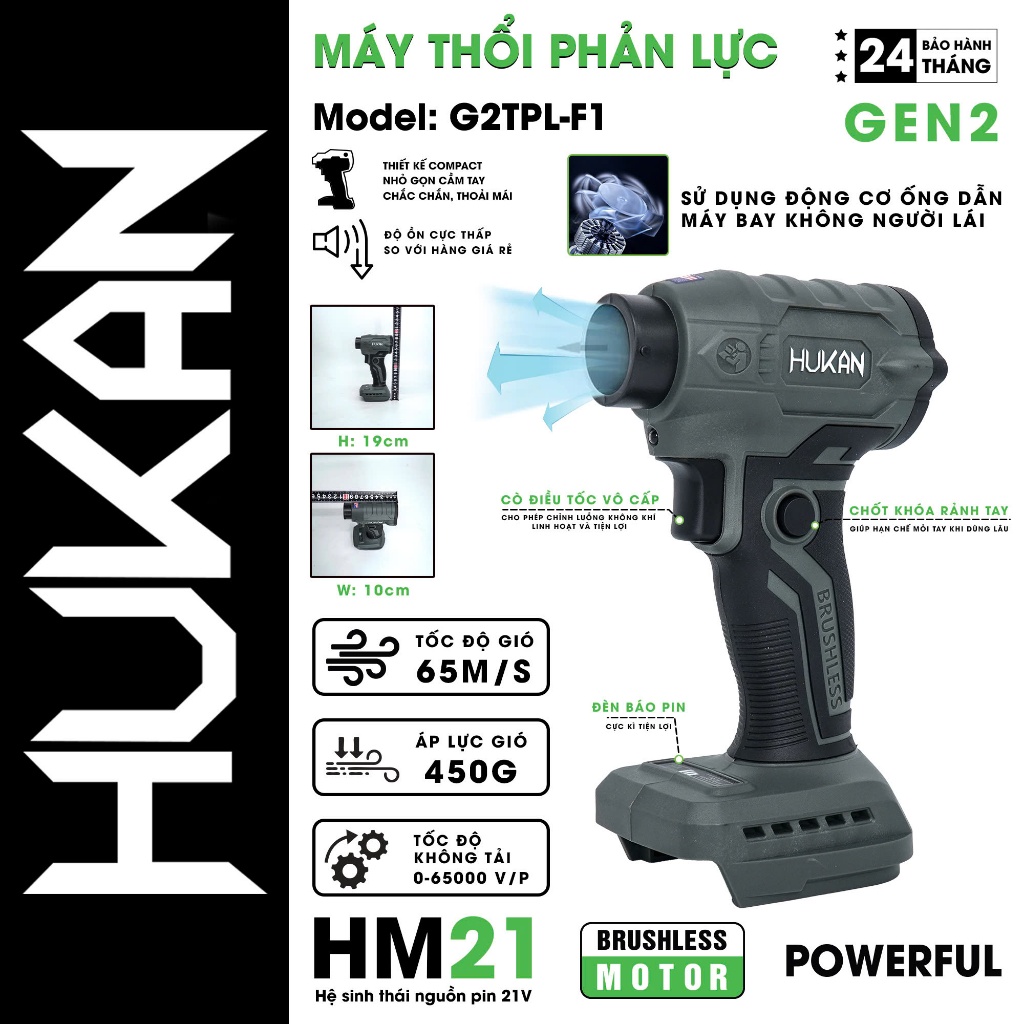 Máy Thổi Phản Lực Mini Hukan G2TPL- F1 Đông Cơ Phản Lực Trọng Lượng Nhẹ Bảo Hành 2 Năm