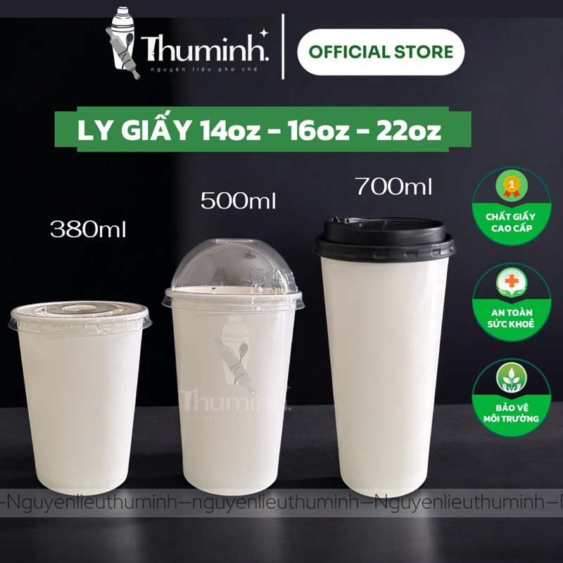 Lốc 50 Ly Giấy 360ml, 500ml, 700ml Kèm Nắp