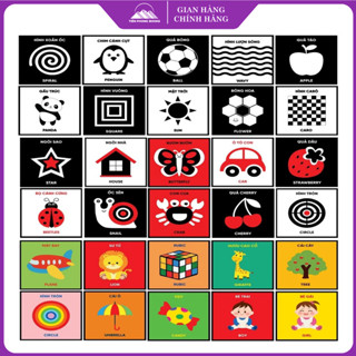 Thẻ Kích Thích Thị Giác Cho Trẻ Sơ Sinh - Hộp Gồm: Thẻ Đen Trắng, Thẻ Đỏ Đen, Thẻ Sắc Màu