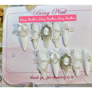  nailbox Móng úp thiết kế gel xi măng- cô dâu - tiểu thư trắng ảnh shop   HOẢ TỐC HCM   B73 