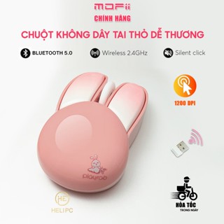 Chuột hồng không dây máy tính hình tai thỏ wireless không tiếng ồn Playrab dùng cho máy tính Laptop