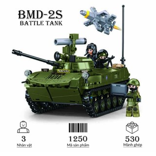  Đồ chơi lắp ráp Xe tăng BMD-2S Sluban 1250 Đồ chơi nhựa Xếp hình thông minh 