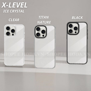 Ốp Lưng Trong Suốt Viền Màu X-Level Ice Crystal Chống Sốc Chống Ố Vàng iPhone 16 Pro Max /15 Plus / 14 / 13 / 12/ 11