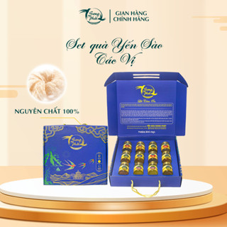 Hộp quà biếu tặng 12 hũ các vị yến sào chưng sẵn Song Phát sang trọng ý nghĩa giúp tăng cường sức khỏe 70ml