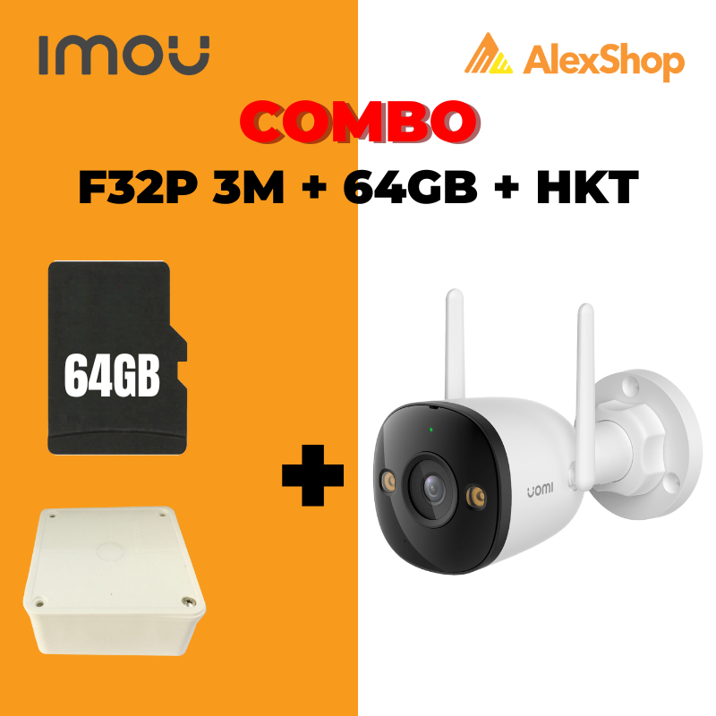 [COMBO] Camera IMOU F32P BULLET 2C 3MP + Thẻ 64Gb + Hộp Kĩ Thuật