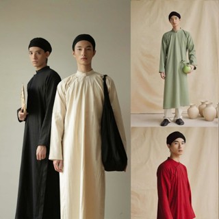 Áo Dài Nam Truyền Thống Pha Cách Tân Dáng Dài Vải Linen N013