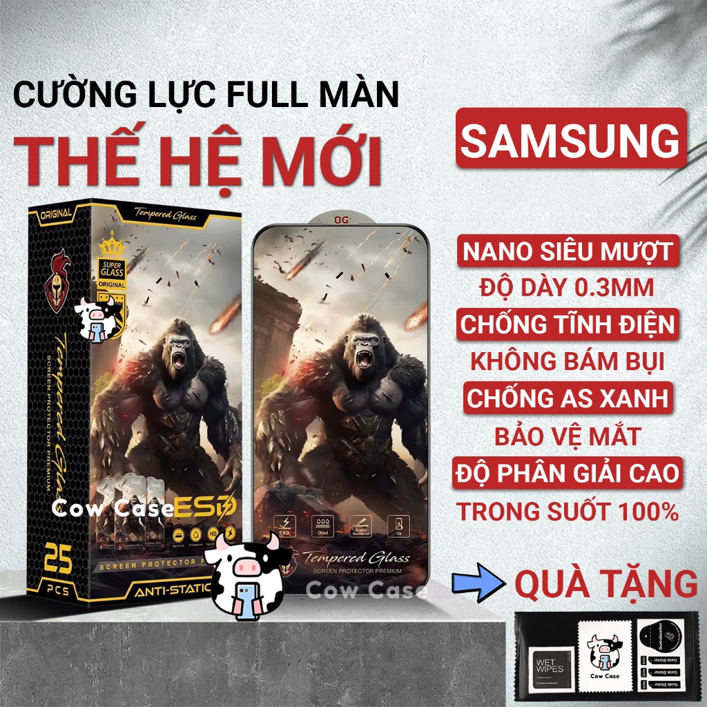 Cường lực Samsung J7 Prime, J7 Pro full màn | Miếng kính dán bảo vệ màn hình cho ss galaxy Cowcase