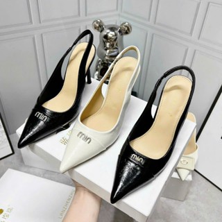 Giày Cao Gót MEYBANNI Mũi Nhọn Đế Nhọn 8P Vá Mũi Phối Khóa Min - D100